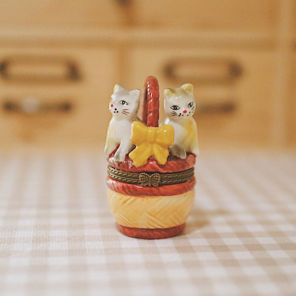 Cats in Basket Trinket Box