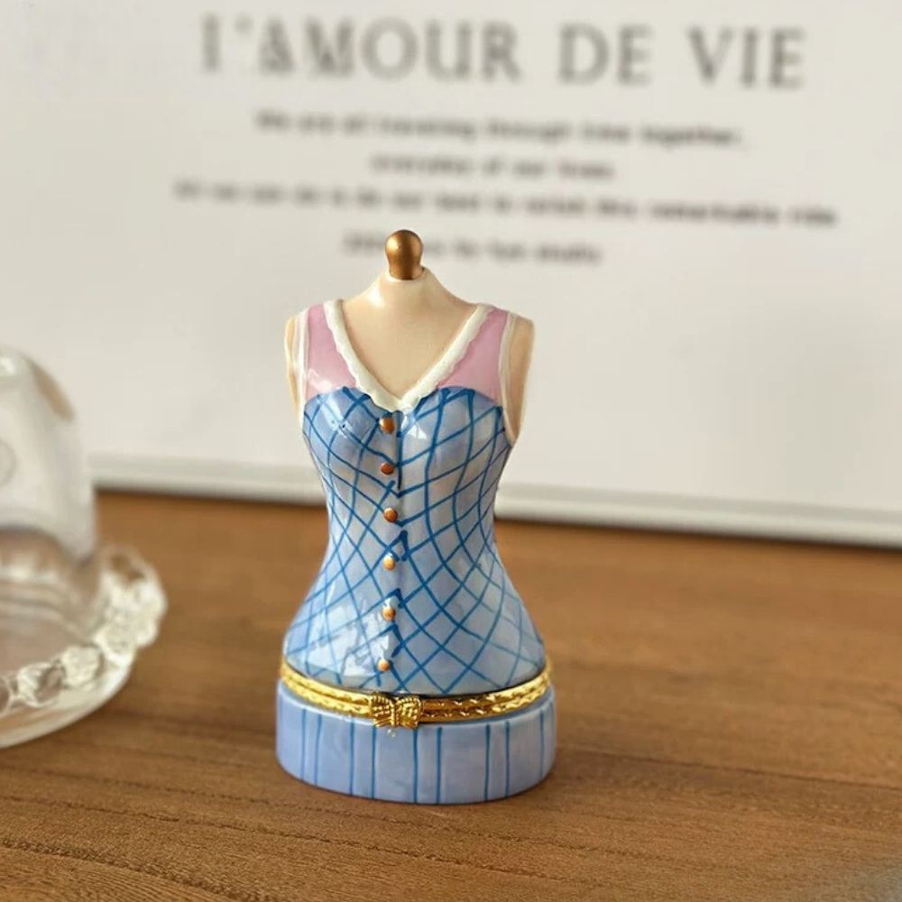 Blue Plaid Mannequin Trinket Box