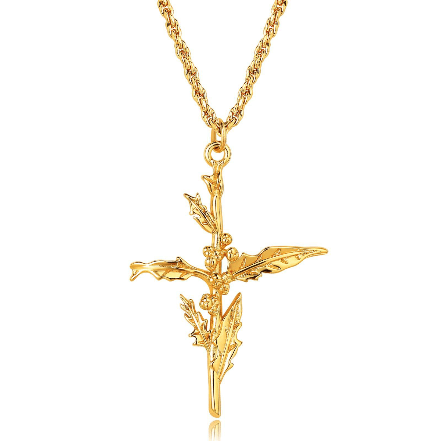 Floral Cross Pendant Neckalce