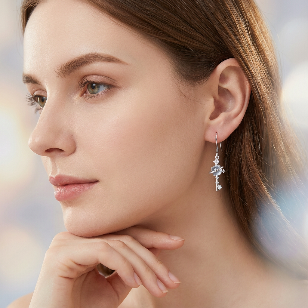 Saturn Halo Topaz Earrings