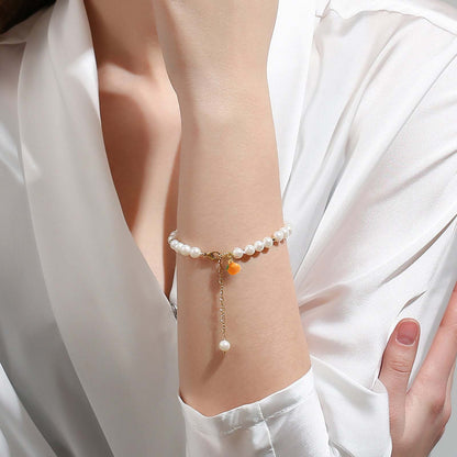 Orange Bracelet With Pearl