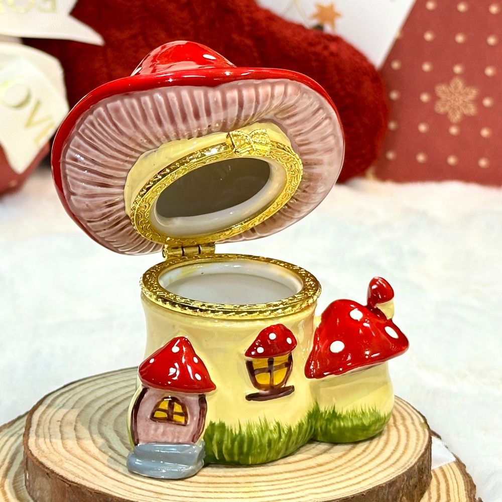 Mushroom Cottage Trinket Box