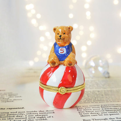 Teddy Bear on Candy Ball Trinket Box