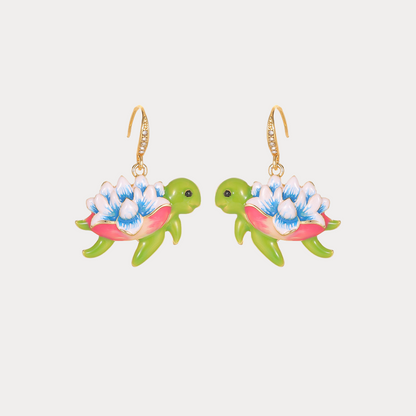 Flower Turtle Earrings
