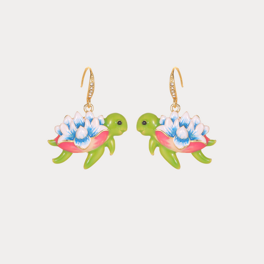Flower Turtle Earrings