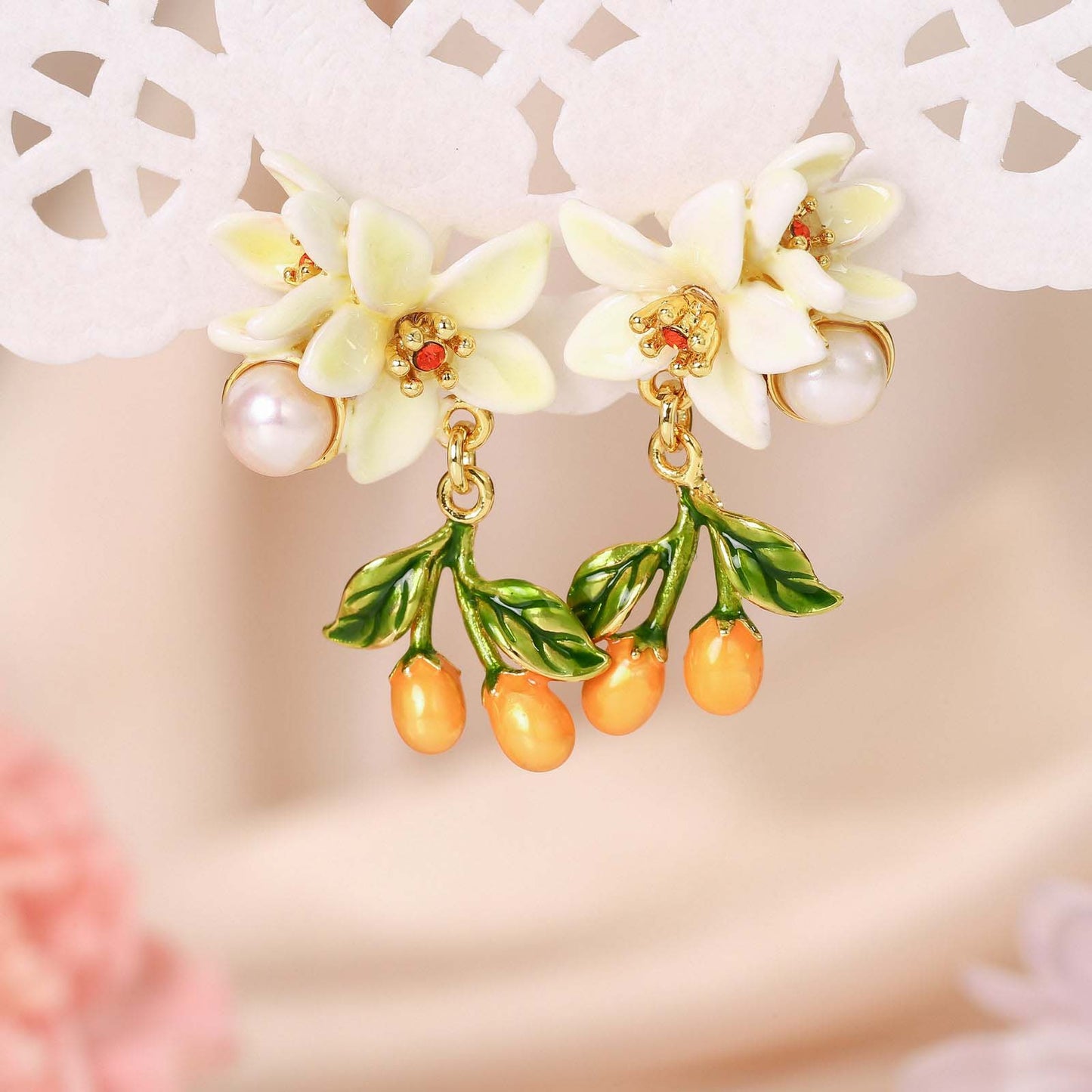 Orange Blossom Drop Earrings