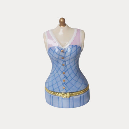 Blue Plaid Mannequin Trinket Box