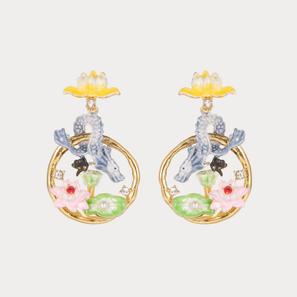 Dragon Lotus Hoop Earrings