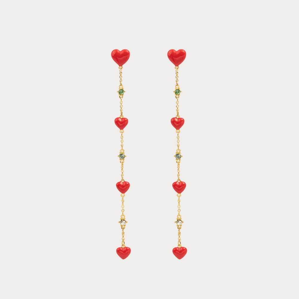 Red Heart Drop Earrings