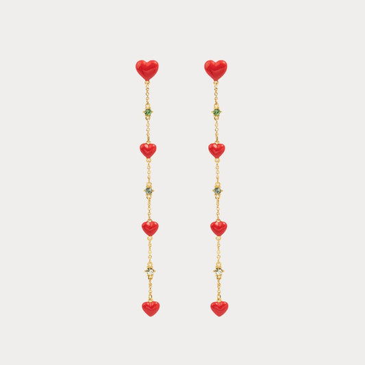 Red Heart Drop Earrings