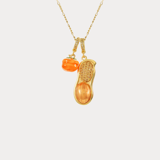 Peanut & Persimmon Pendant Necklace