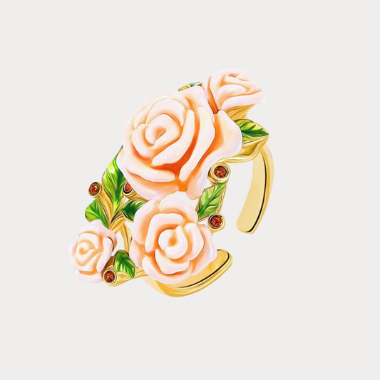 Champagne Rose Flower Ring