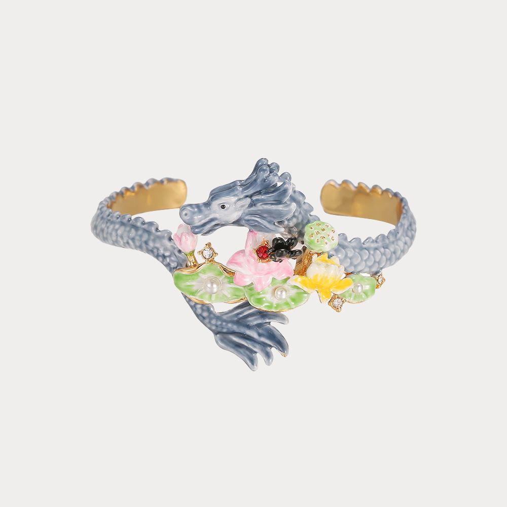Dragon Lotus Cuff Bracelet