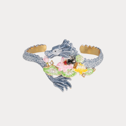 Dragon Lotus Cuff Bracelet