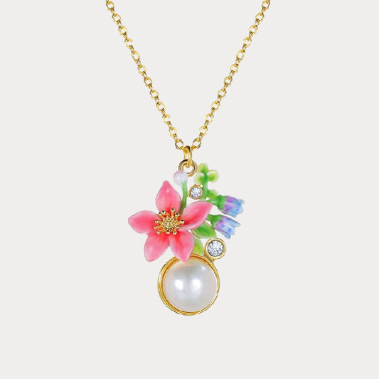 Tropical Blossom Necklace With Pearl