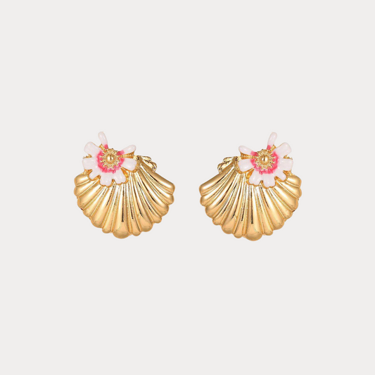 Seashell Flower Stud Earrings