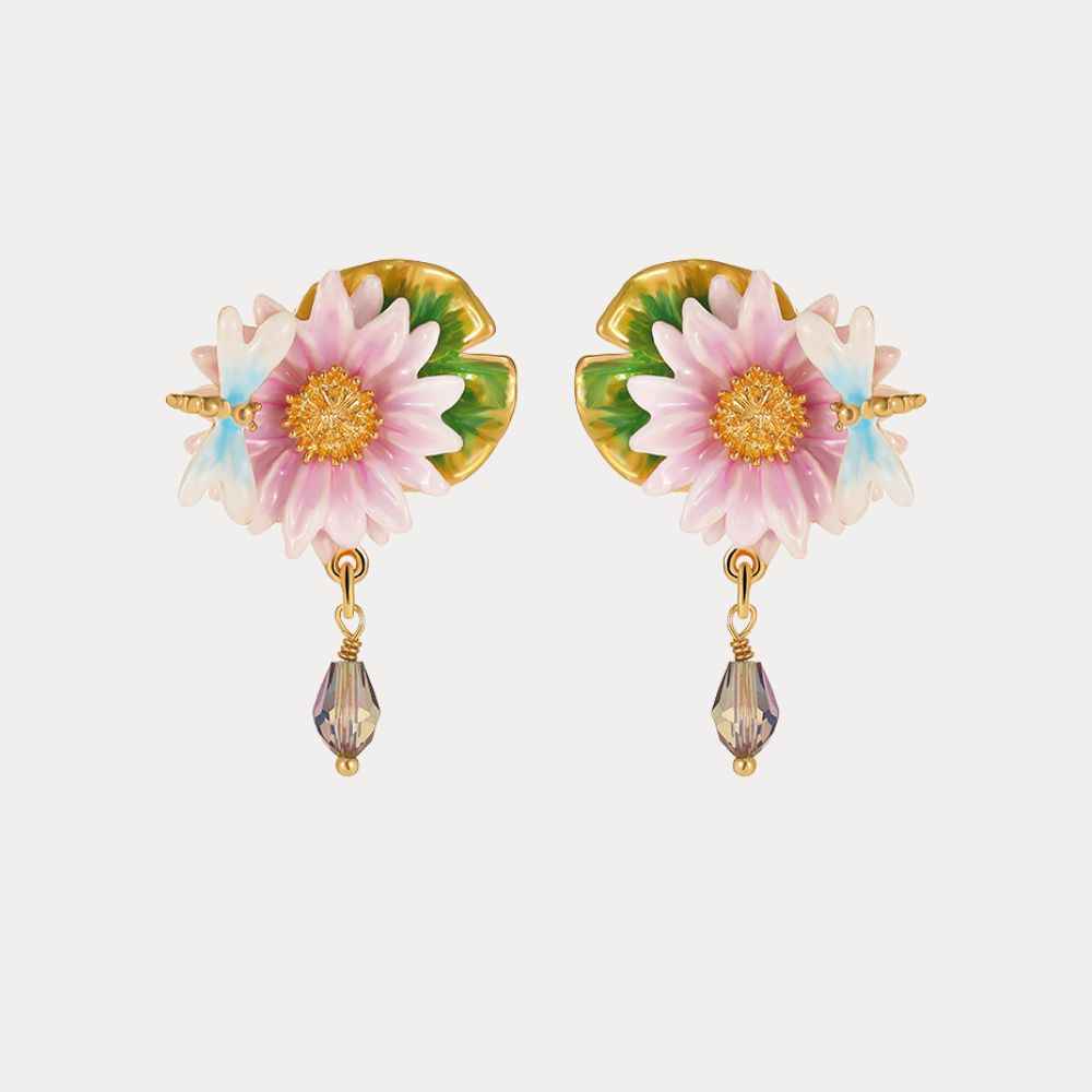 Lotus Dragonfly Earrings