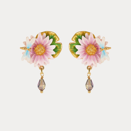 Lotus Dragonfly Earrings