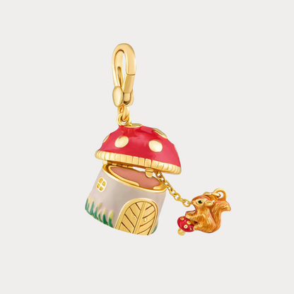 Mushroom House Squirrel Locket Pendant