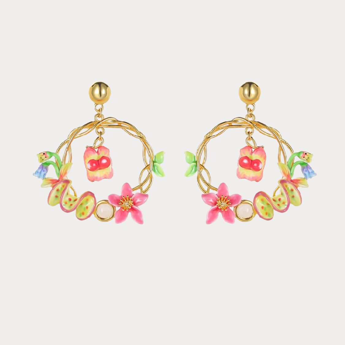 Tropical Blossom Hoop Earrings