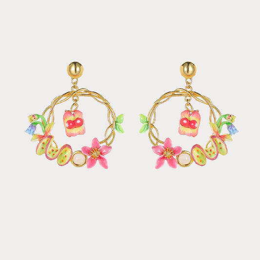 Tropical Blossom Hoop Earrings