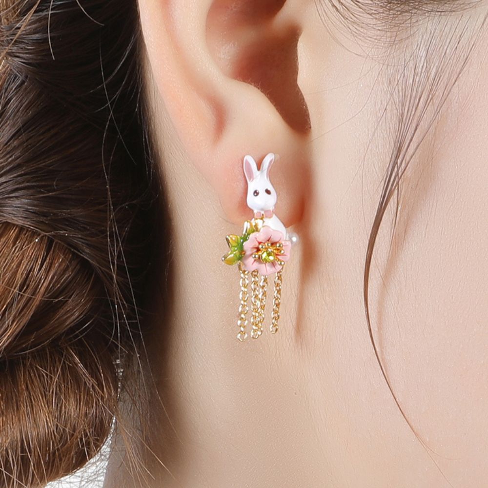 Rabbit Flower Dangle Earring