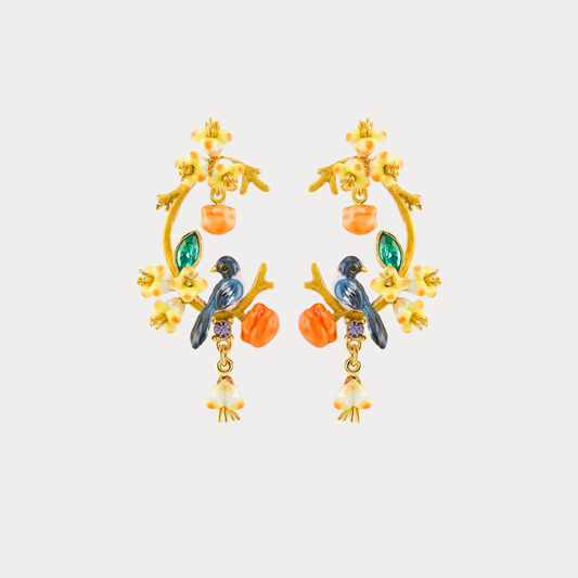 Persimmon Magpie Hoop Earrings