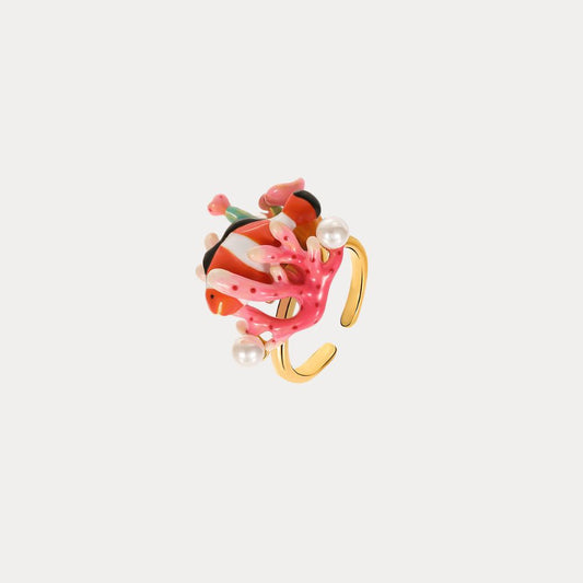 Coral Reef Clownfish Pearl Ring