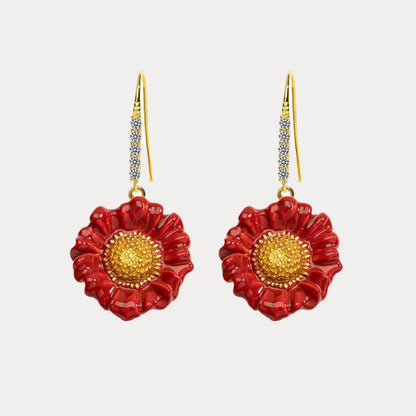 Red Daisy Earring