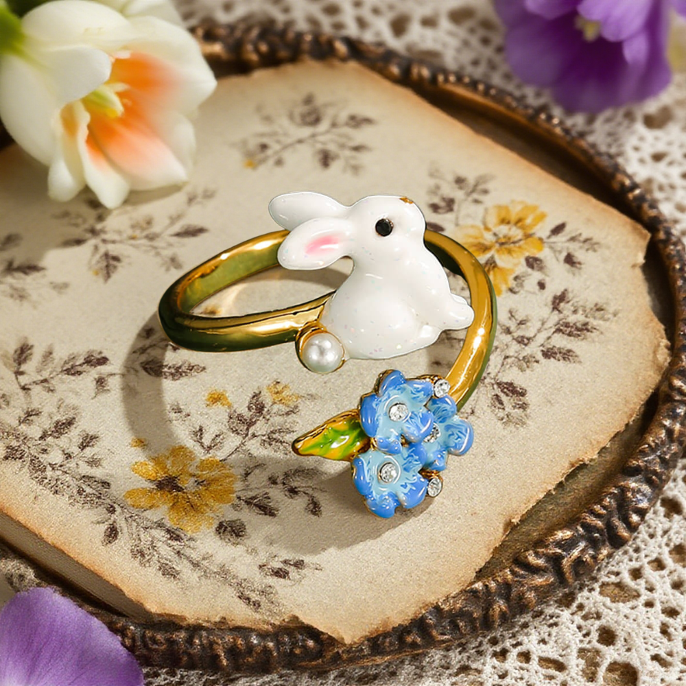Cute Bunny With Flower Ring