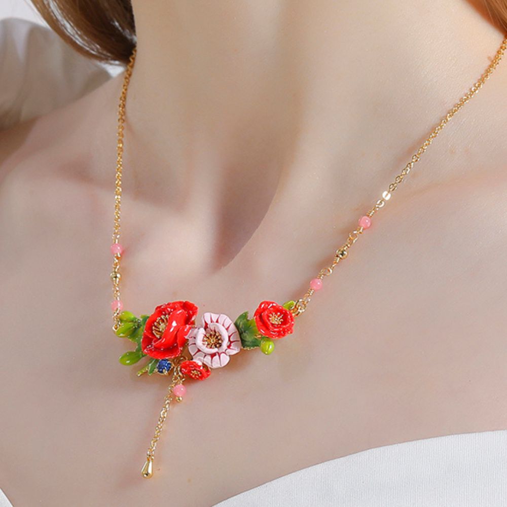 Corn Poppy Necklace