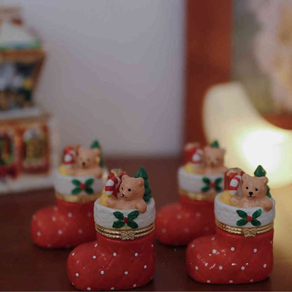 Christmas Teddy Bear Stocking Trinket Box