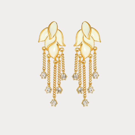 Golden Leaf Tassel Earrings