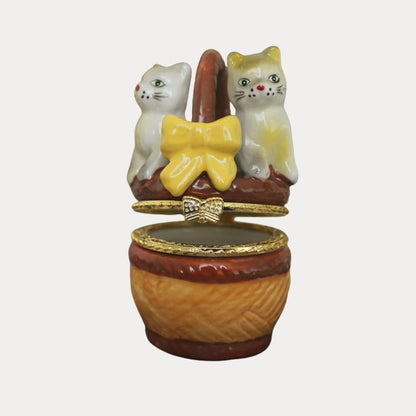 Cats in Basket Trinket Box