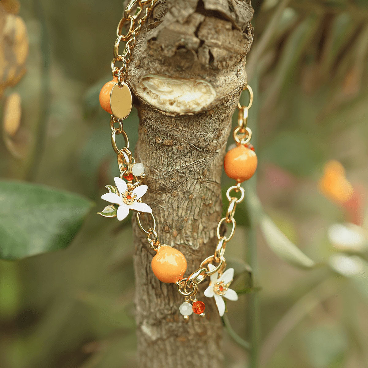 Orange Bracelet With Flowers