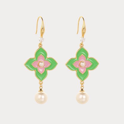 Four-Leaf Clover Pearl Earrings