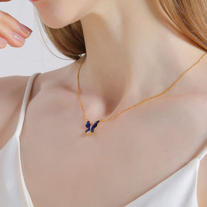 Thermochromic Butterfly Enamel Necklace