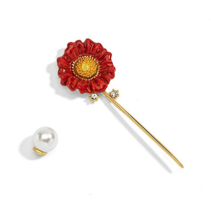 Red Daisy Brooch