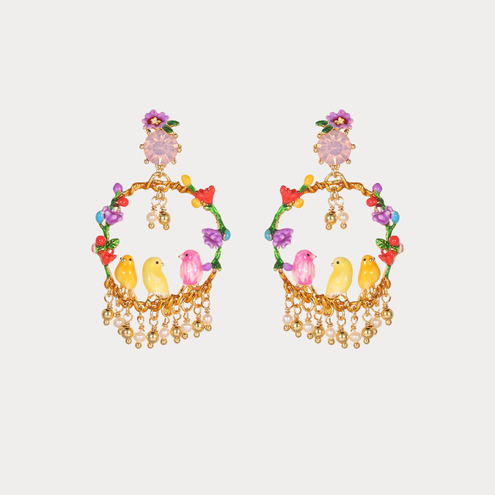Birds Hoop Earrings