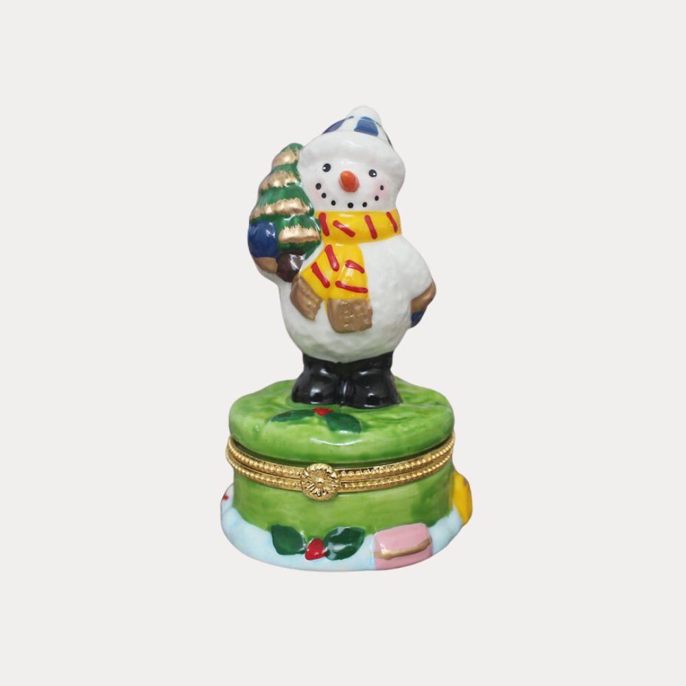 Snowman with Christmas Tree Trinket Box