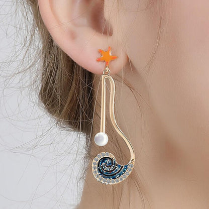 Starfish Wave Pearls Earring