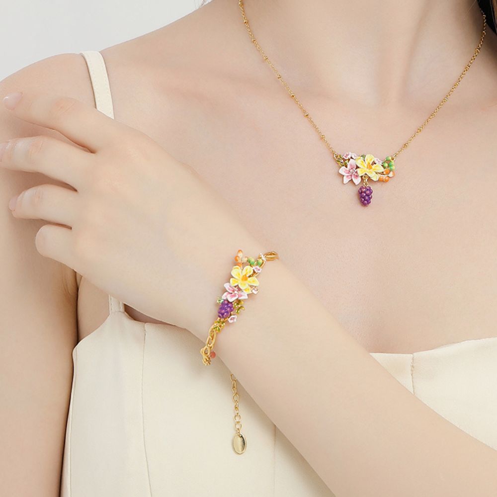 Sweet Grape Flower Cuff Bracelet