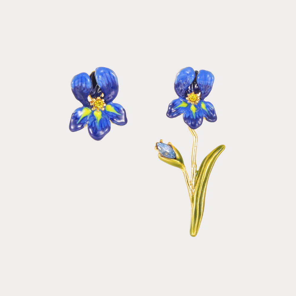 Iris Flower Mismatched Earrings