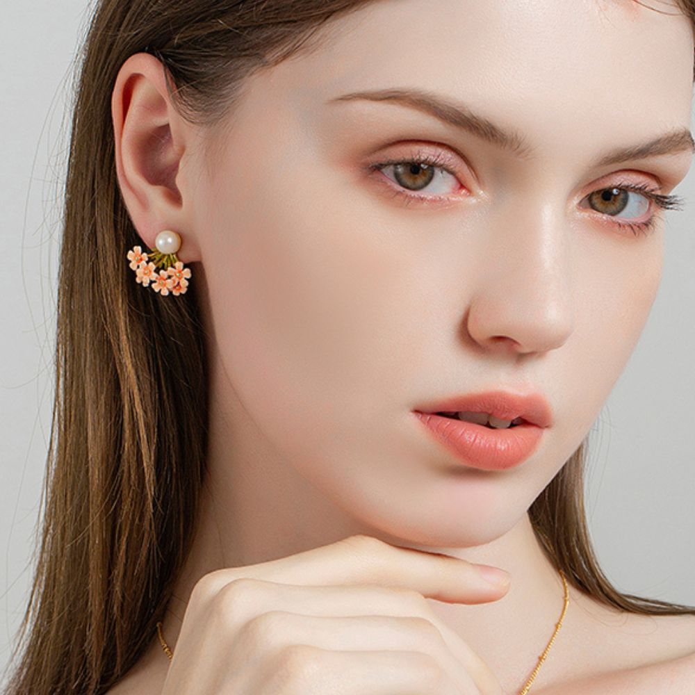 Pink Verbena Stud Earrings