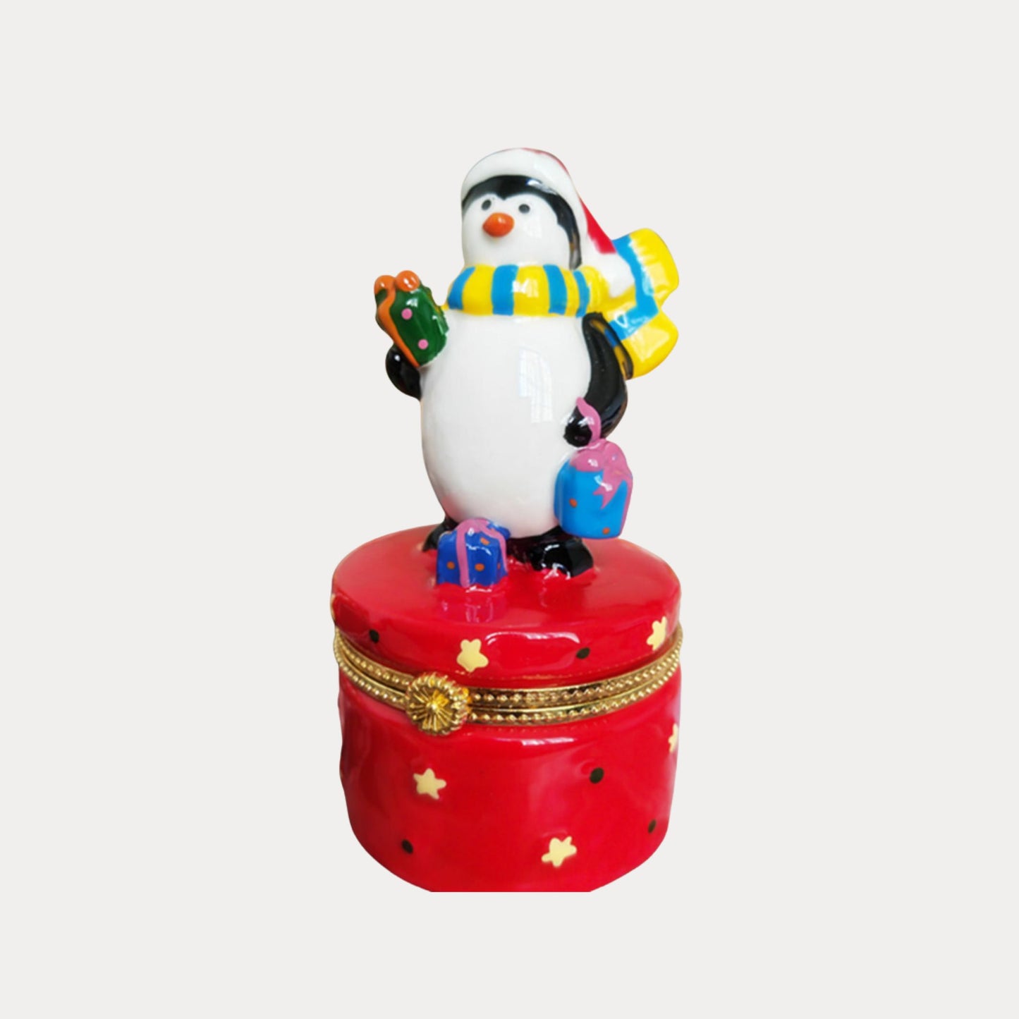 Festive Penguin Trinket Box