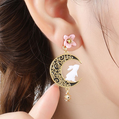 Rabbit & Moon Earring