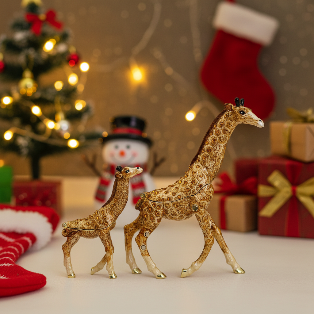 Mother & Baby Giraffe Trinket Box