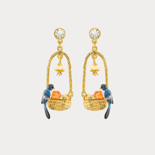 Persimmon Magpie Hoop Earrings