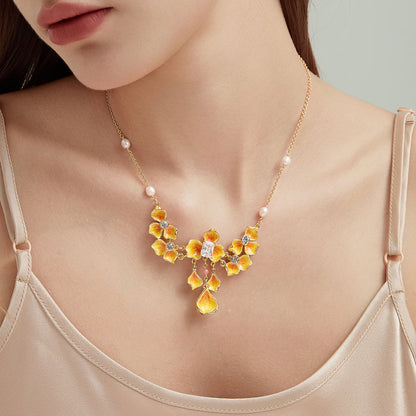 Golden Pansy Necklace