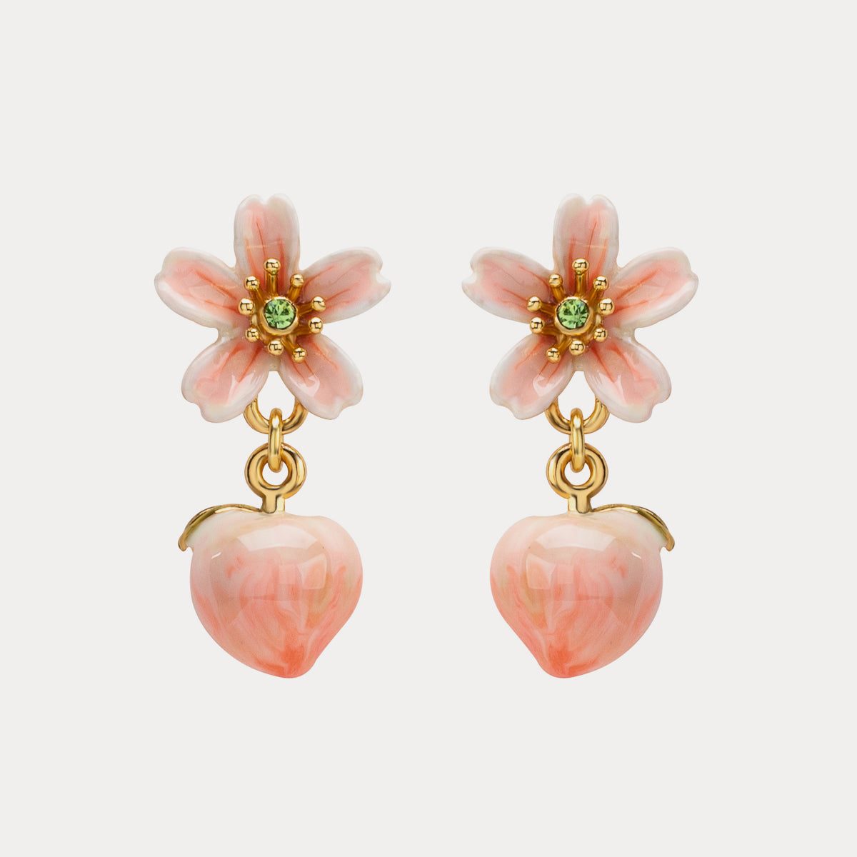 Peach Earrings With Flower